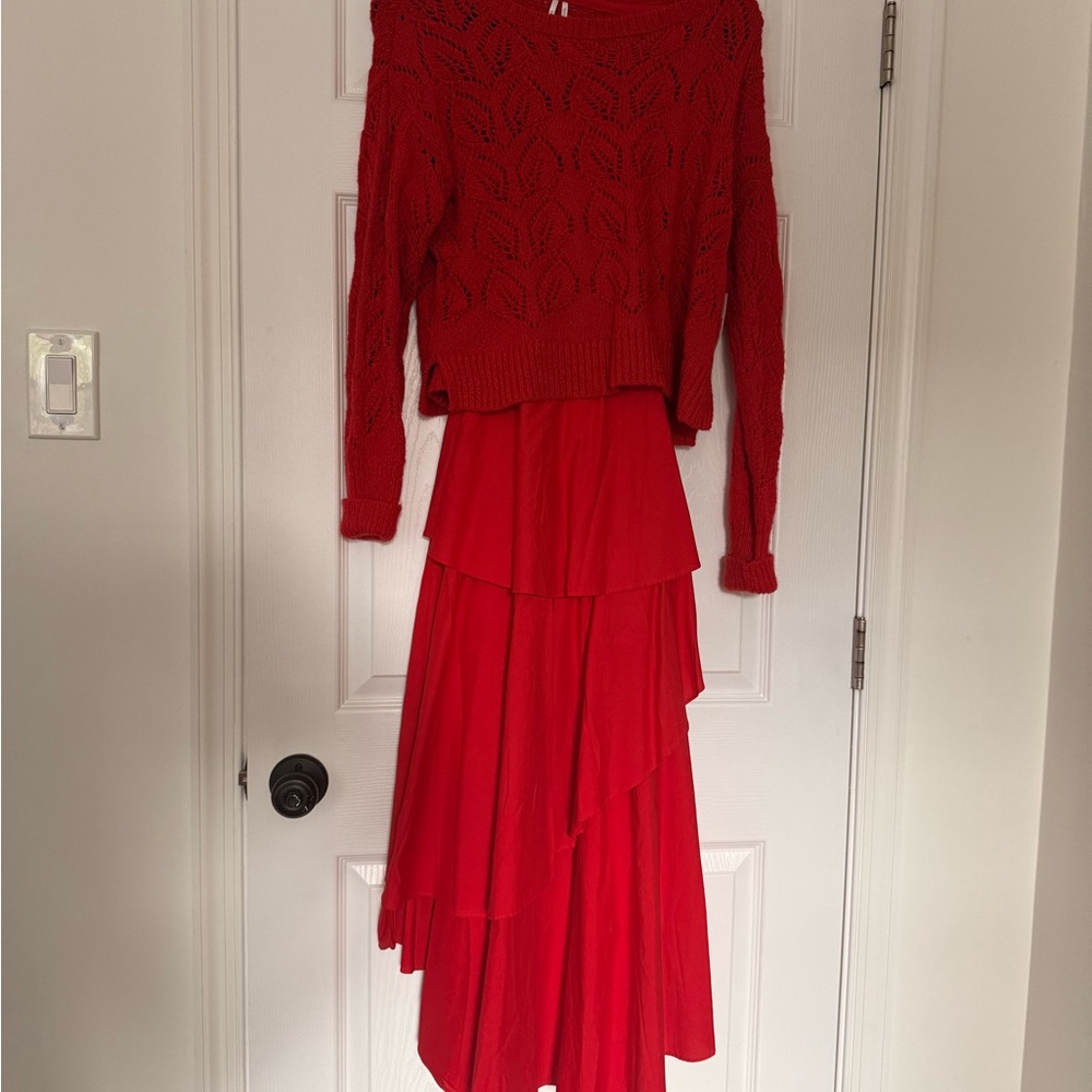 Anthropologie Red Maxi Dress